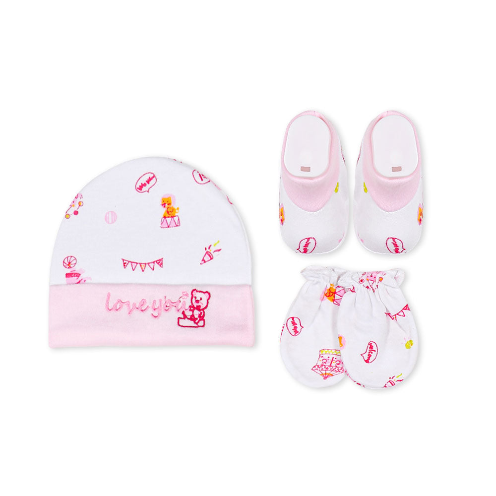 CAP SET PINK CIRCUS TEDDY