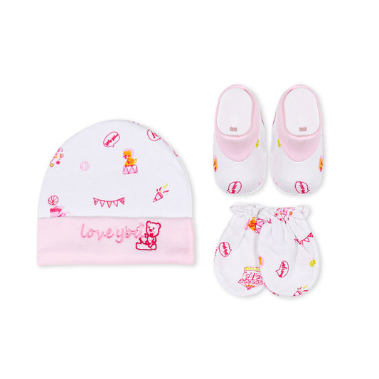 CAP SET PINK CIRCUS TEDDY