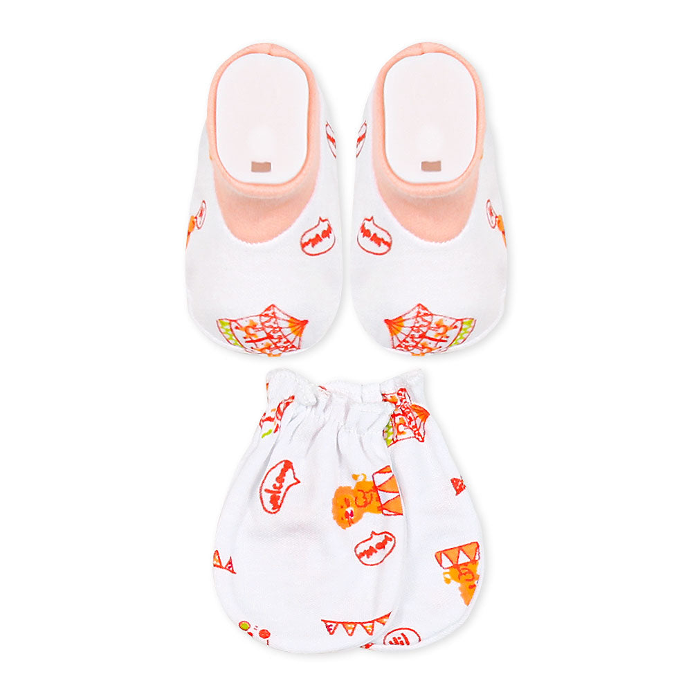 CAP SET PEACH CIRCUS TEDDY