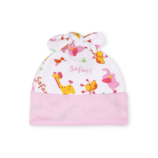 BABY CAP PINK SAFARI GIRLS KNOTTED