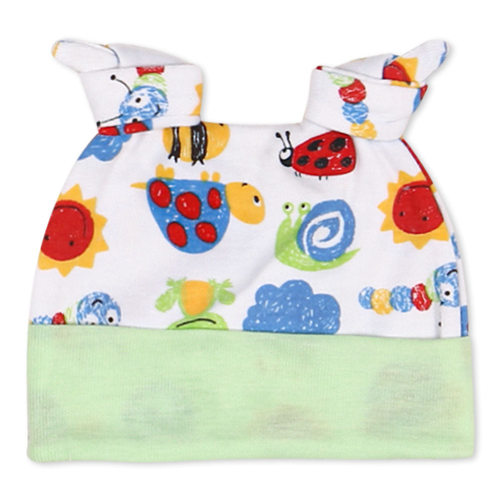 BABY CAP GREEN FROGS KNOTTED