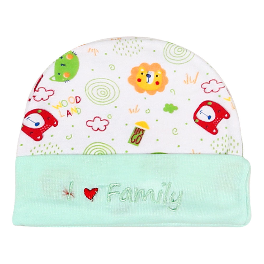 BABY CAP GREEN I HEART FAMILY