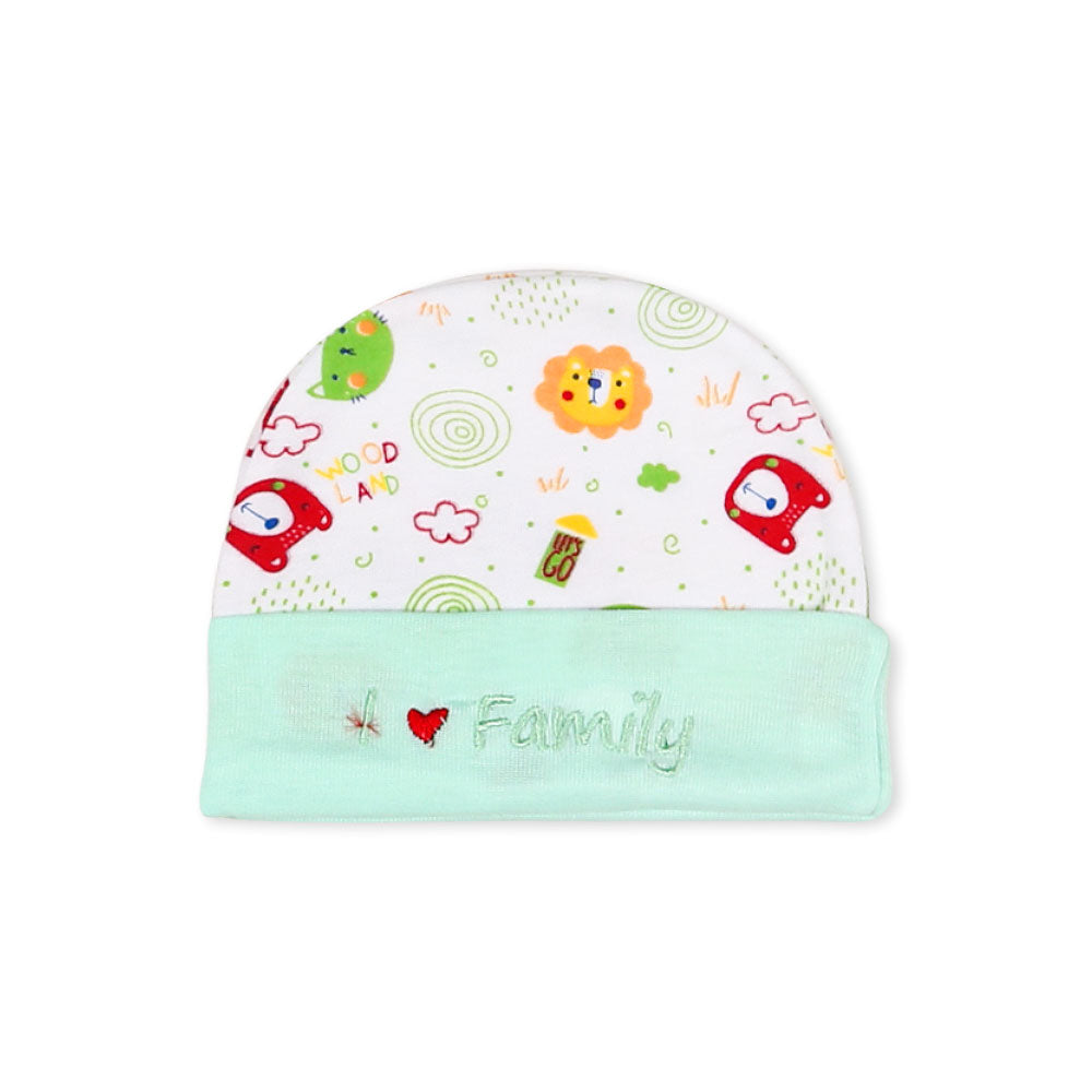 BABY CAP GREEN I HEART FAMILY
