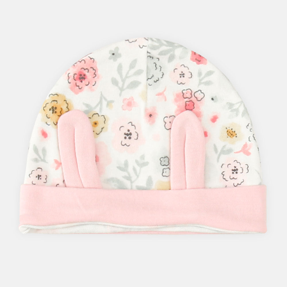BABY CAP SET PINK FLOWER
