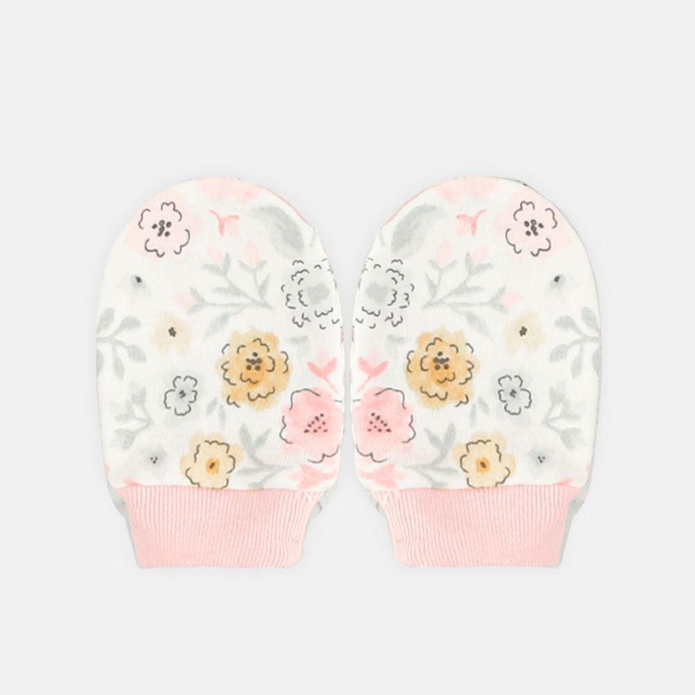 BABY CAP SET PINK FLOWER