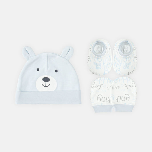 BABY CAP SET SKY BLUE BEAR
