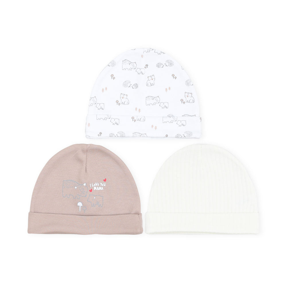 BABY CAPS PK-3 BROWN PORCUPINE