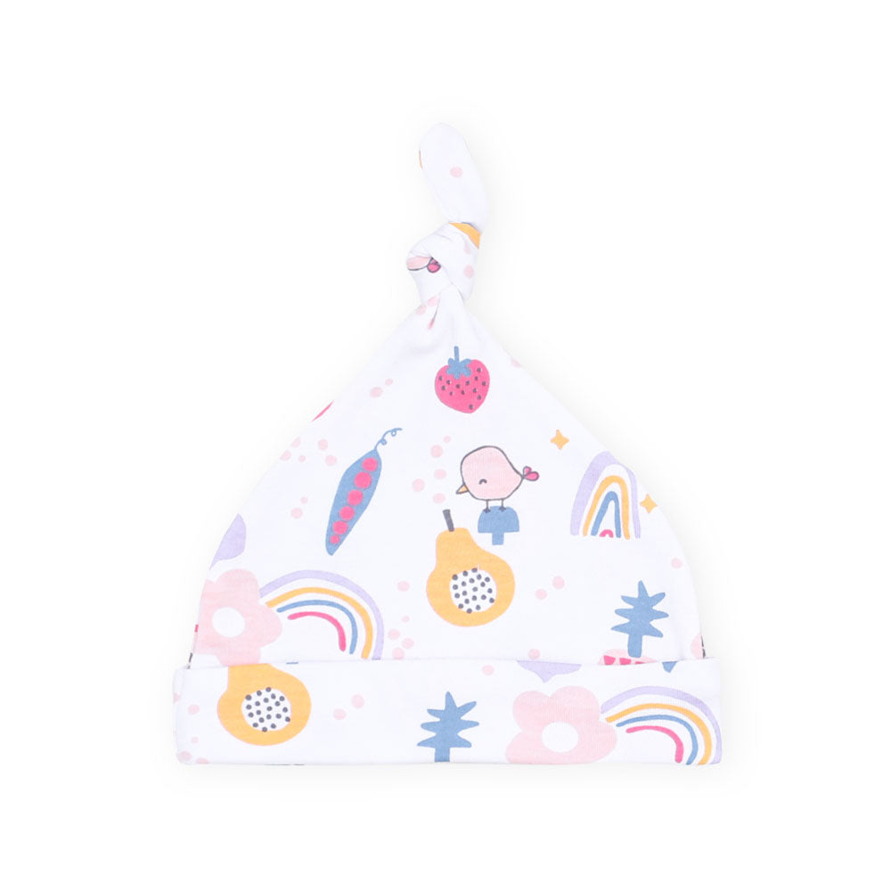 BABY CAPS PK-3 PURPLE BIRDIE & RAINBOW KNOTTED