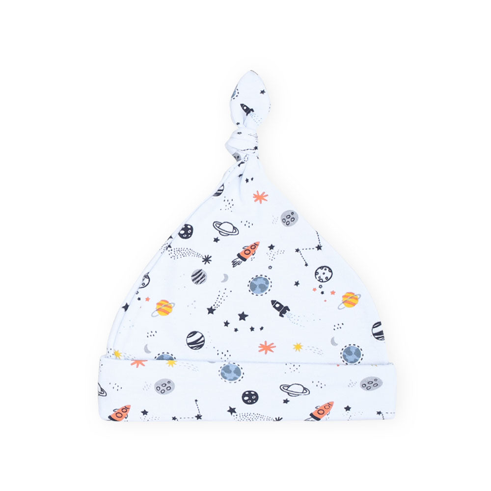 BABY CAPS PK-3 GREY ROCKET & STARS KNOTTED