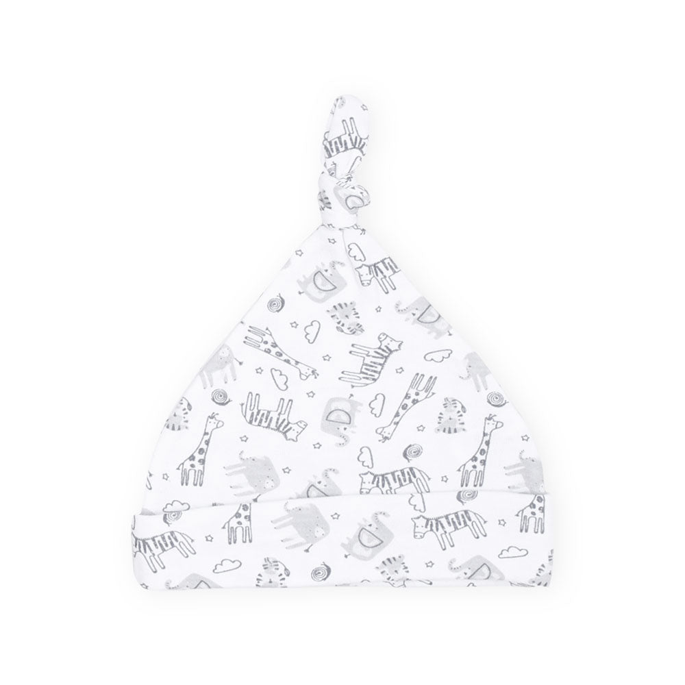 BABY CAPS PK-3 GREY STRIPED ZEBRA KNOTTED