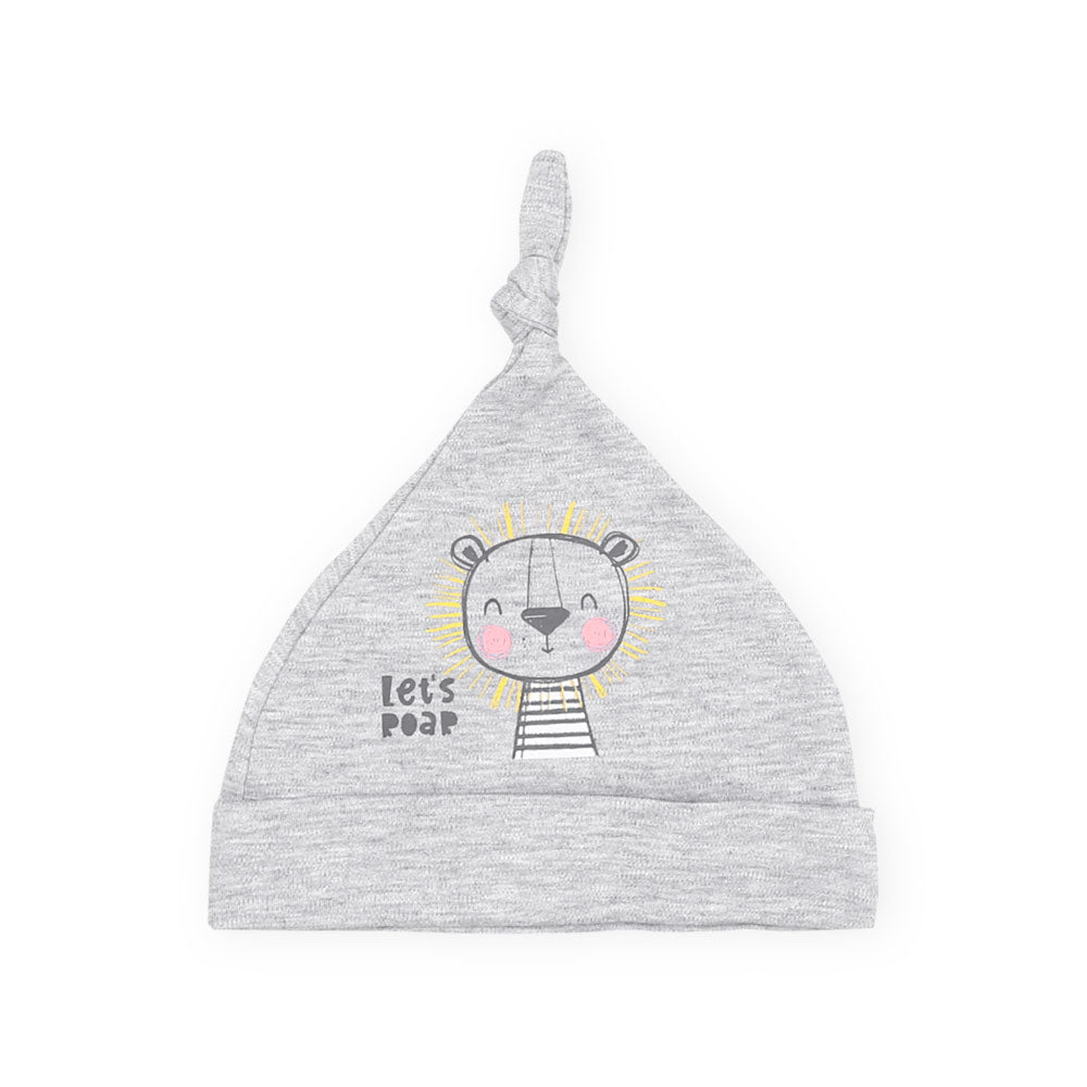 BABY CAPS PK-3 GREY STRIPED ZEBRA KNOTTED