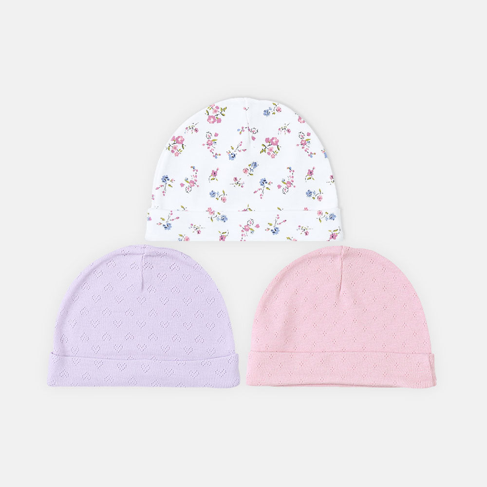 BABY CAP PK-3 SOFT FLORAL