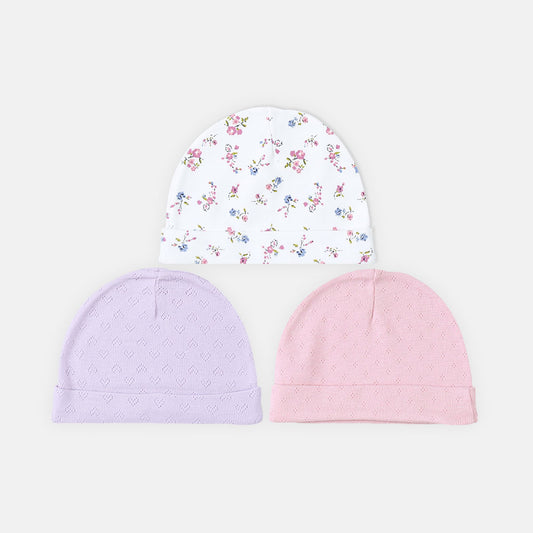 BABY CAP PK-3 SOFT FLORAL