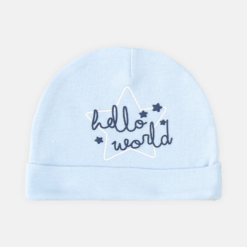 BABY CAPS PK-3 HELLO WORLD BLUE