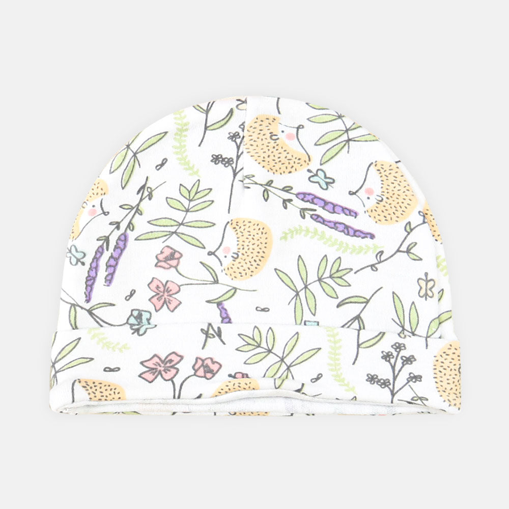 BABY CAPS PK-3 MAGENTA & FLORAL HEDGEHOG