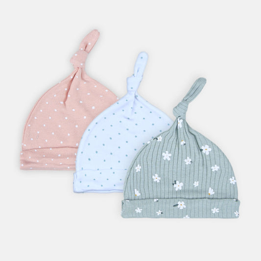 BABY CAPS PK-3 DAINTY DOTS & BLOOMS