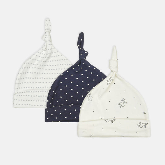 BABY CAP PK-3 DOTS AND DINO THEME