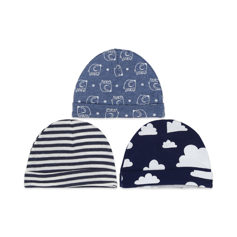 BLUE CLOUDY JUMBO BABY BOY CAPS PK-3