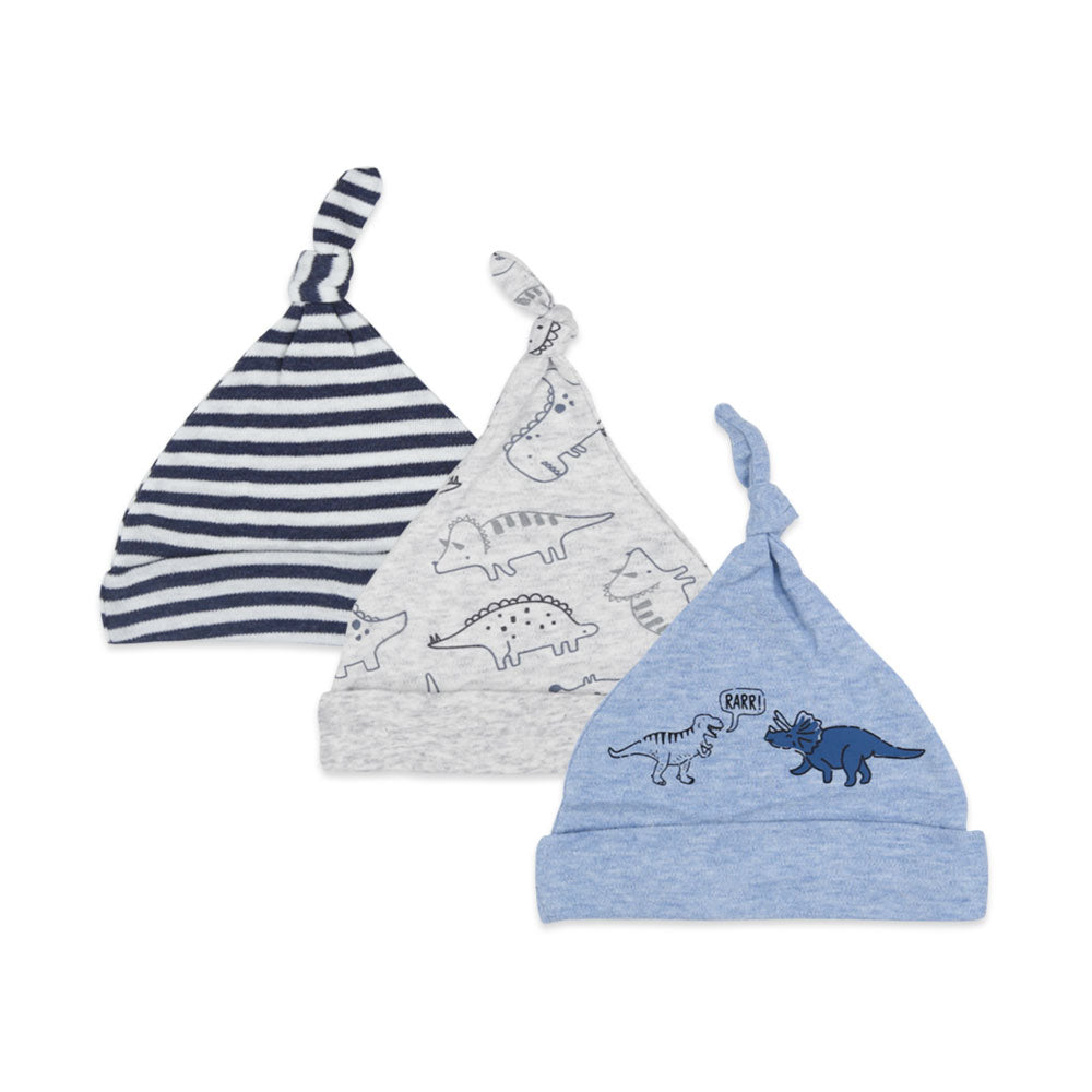 MULTICOLOR DINO FRIENDS BABY BOY CAPS PK-3