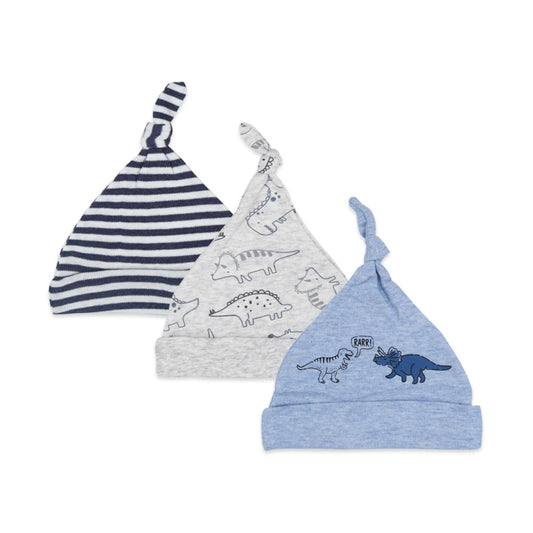 MULTICOLOR DINO FRIENDS BABY BOY CAPS PK-3