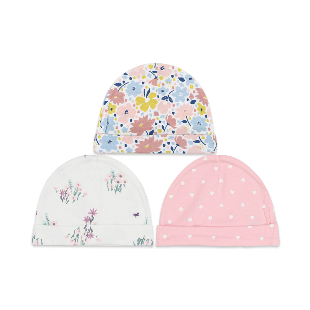 MULTICOLOR BABY GIRL CAPS PK-3