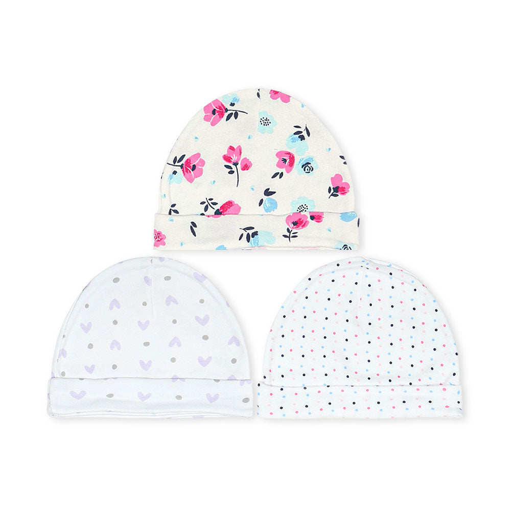 CAPS PK-3 PINK FLORAL & HEARTS