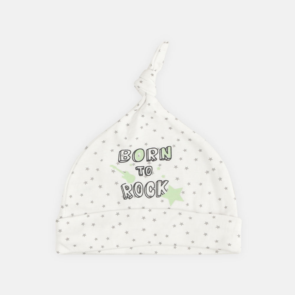 BABY CAPS PK-3 WHITE STAR SHINE KNOTTED