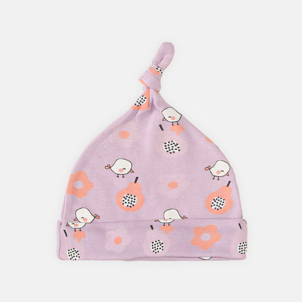 BABY CAPS PK-3 LILAC RAINBOW KNOTTED