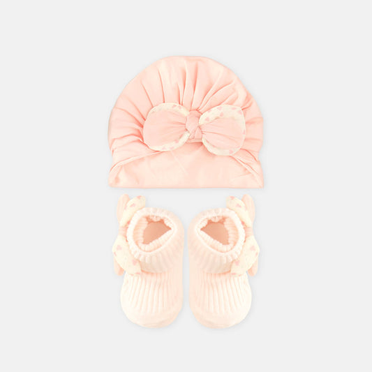 BOOTIES & CAP PINK BOW