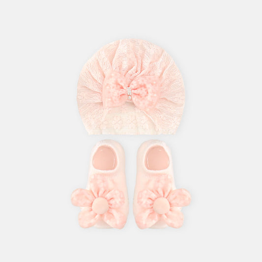 BOOTIES & CAP PEARL BOW NET