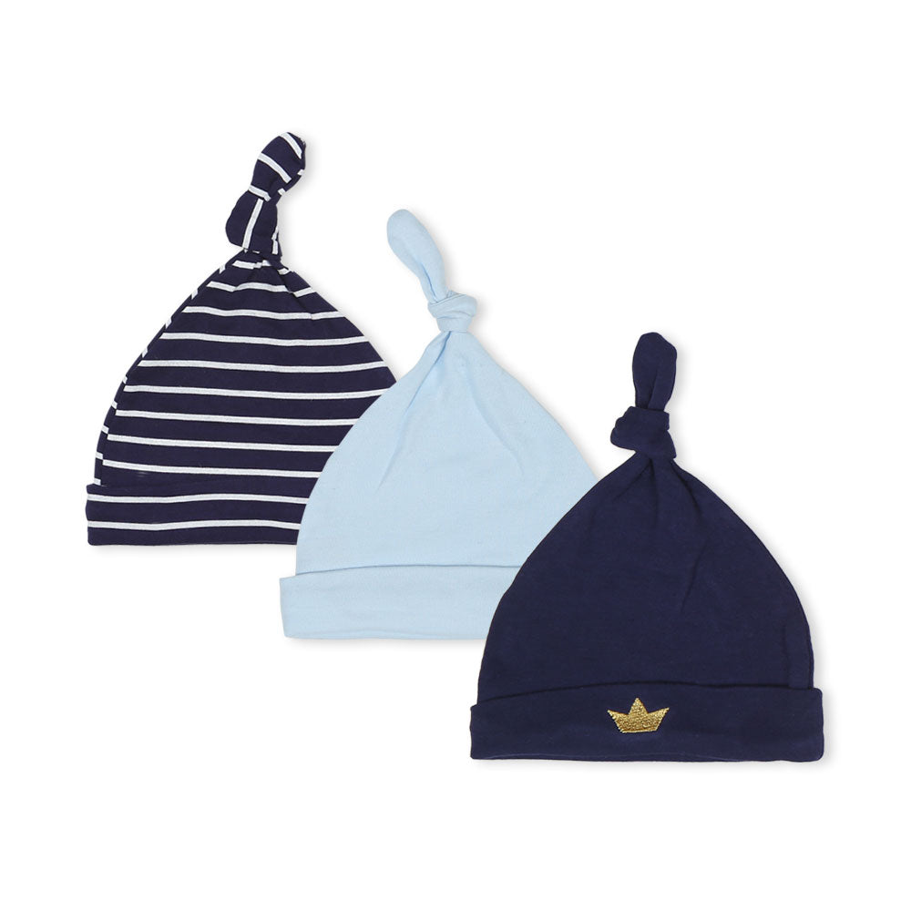BABY CAPS PK-3 MULTI COLOR STRIPES & CROWN