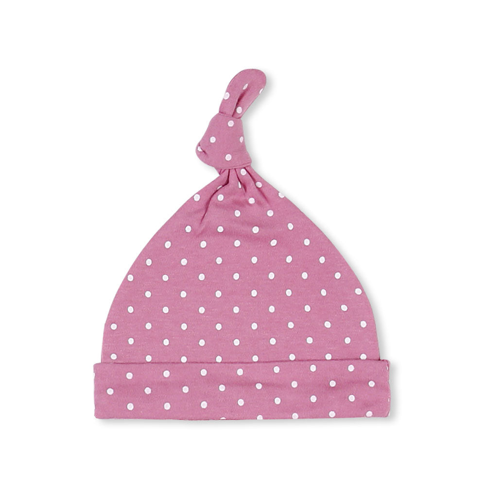 BABY CAPS PK-3 PINK POLKA DOT KNOTTED