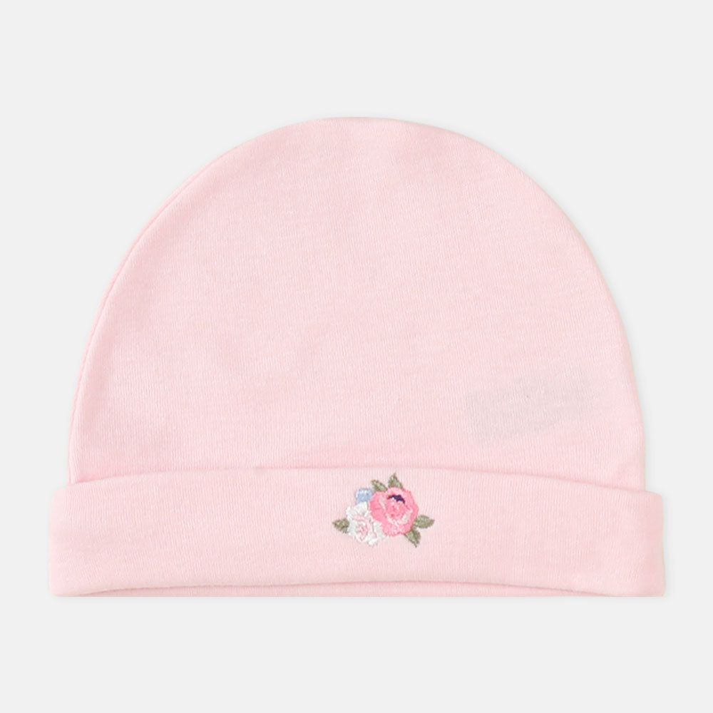 BABY CAPS PK-5 WHITE FLOWER KNOTTED