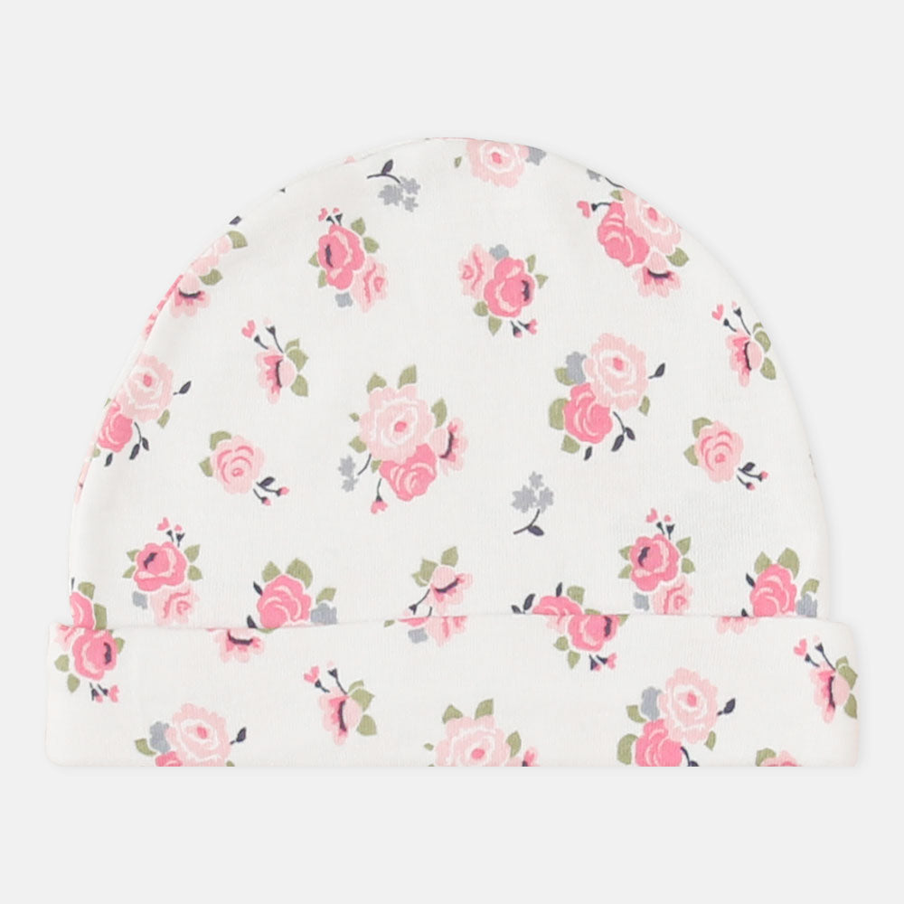 BABY CAPS PK-5 WHITE FLOWER KNOTTED