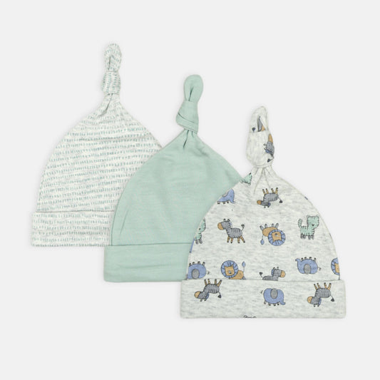 BABY CAPS PK-3 SOFT SAFARI KNOT