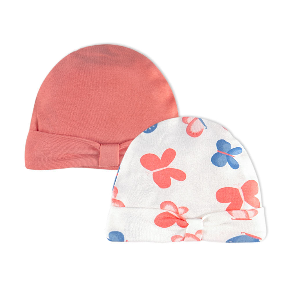 BABY CAP PK-2 FIERY ROSE BUTTERFLIES