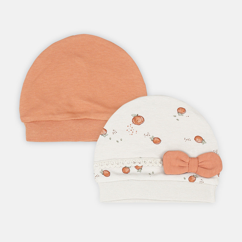 BABY CAP PK-2 ORANGE/BEIGE