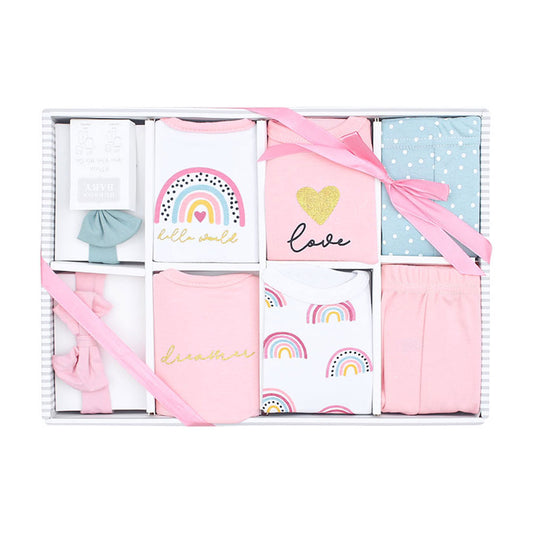 BABY GIRL GIFT SET PK-8 RAINBOW HELLO WORLD DREAMER