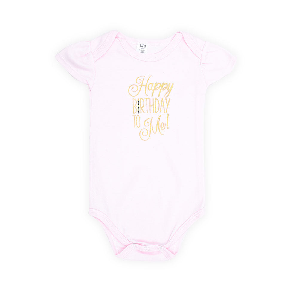 BABY GIRL GIFT SET PK-4 PINK HAPPY BIRTHDAY TO ME CROWNED