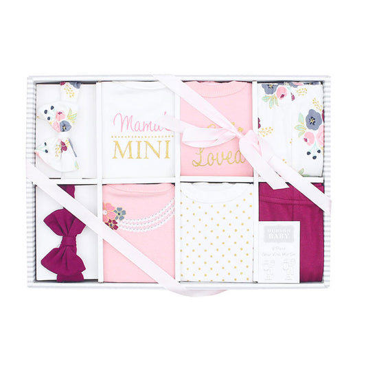 BABY GIRL GIFT SET PK-8 MULTI MAMA'S MINI SO LOVED PRINTED