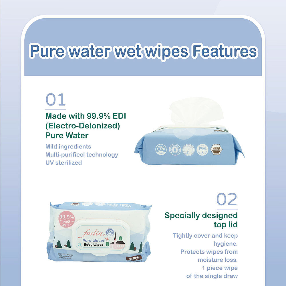 WET WIPES PURE WATER PK-80 FLIP TOP