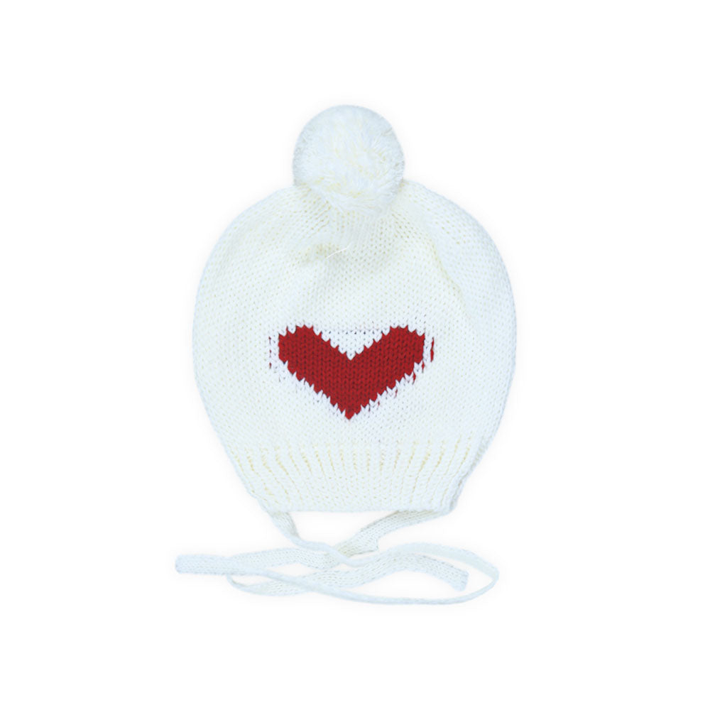 BABY WOOLEN CAP RED HEART