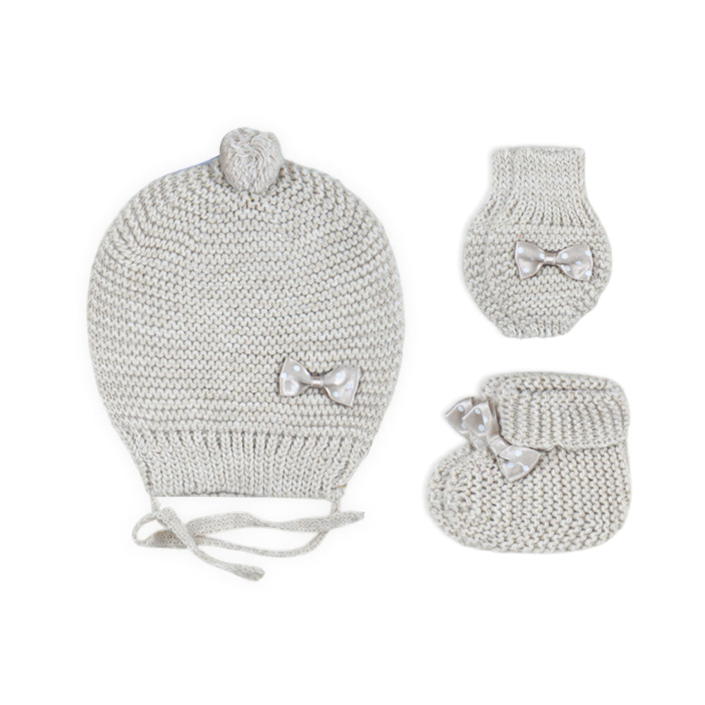 BABY WOOLEN CAP SET BEIGE