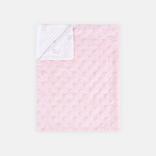 BLANKET PINK HEART EMBOSSED