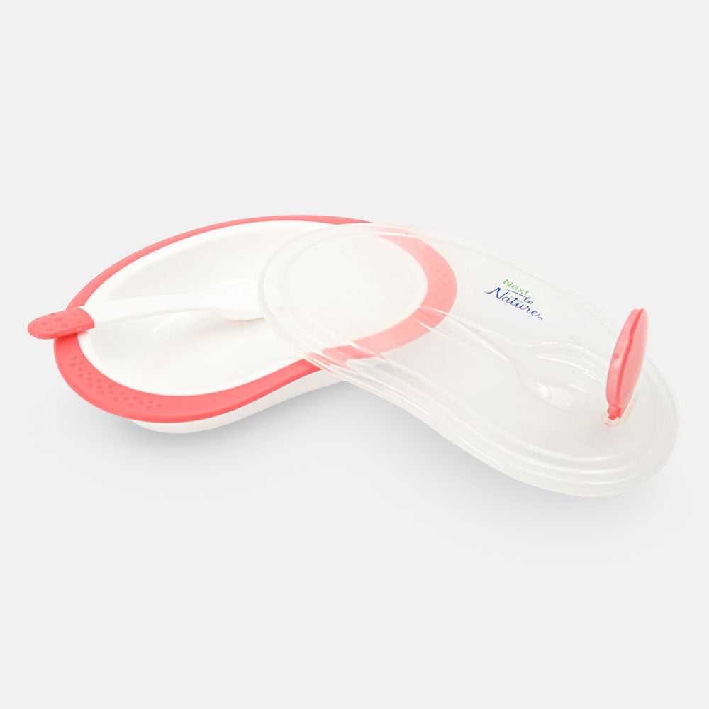 FEEDING BOWL WITH SPOON WHITE & PINK
