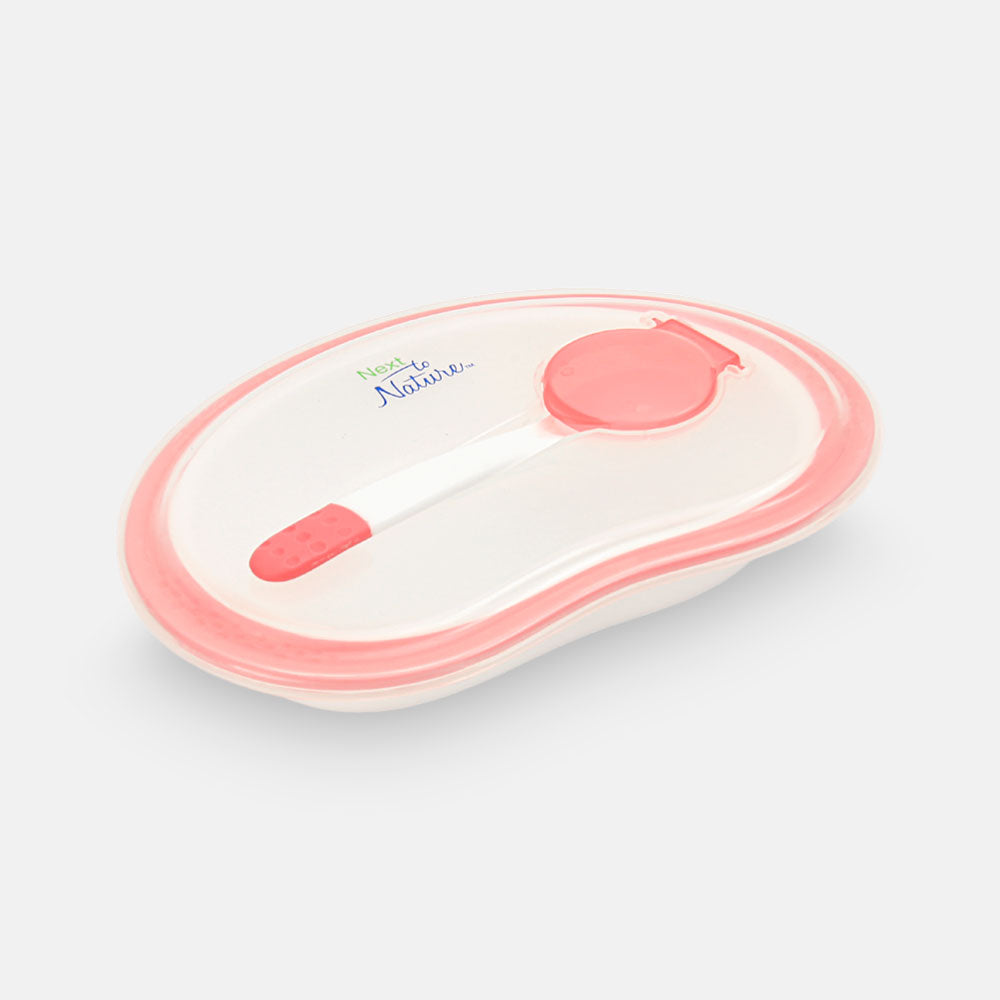 FEEDING BOWL WITH SPOON WHITE & PINK