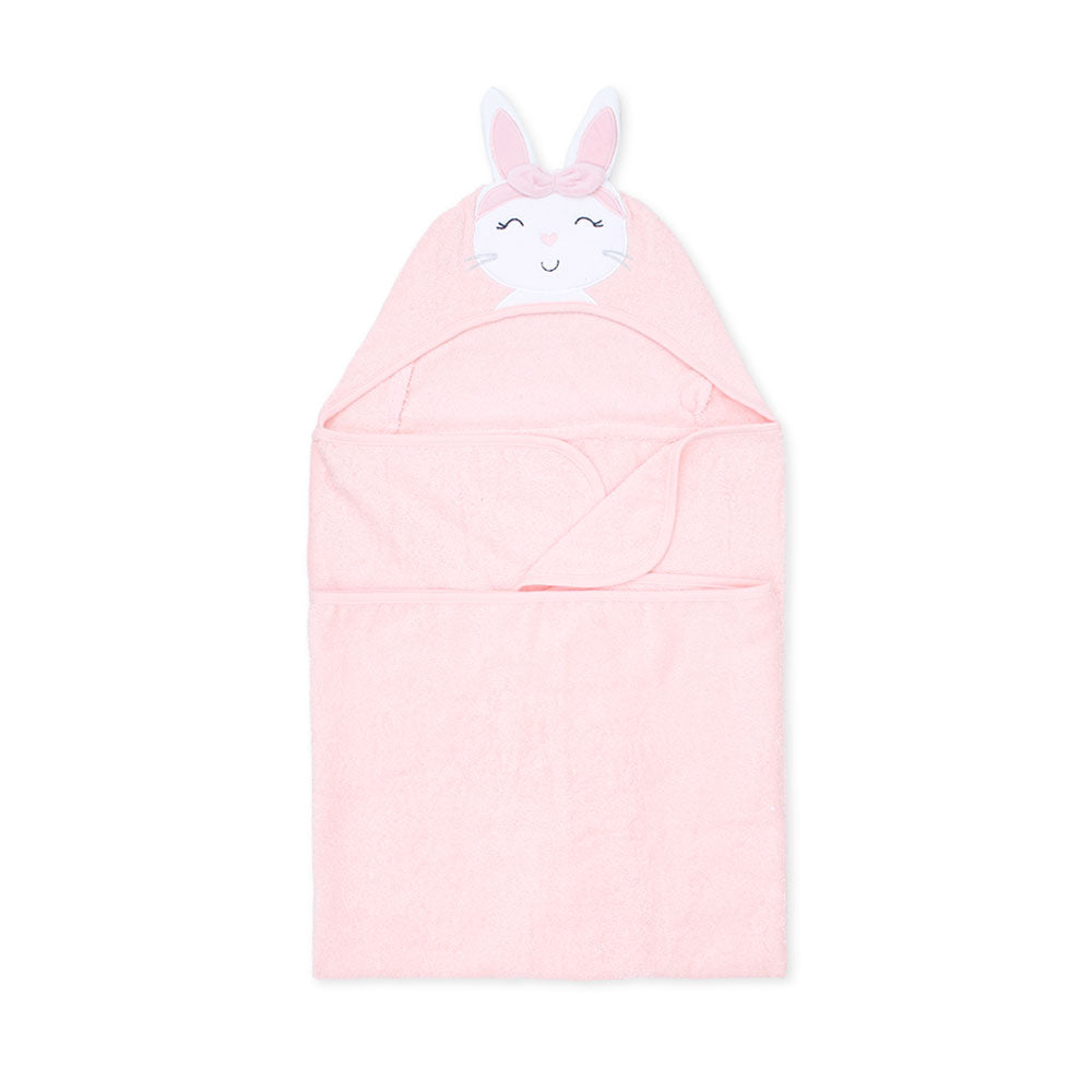 BATH TOWEL PEACH KITTY HOODED GIRL