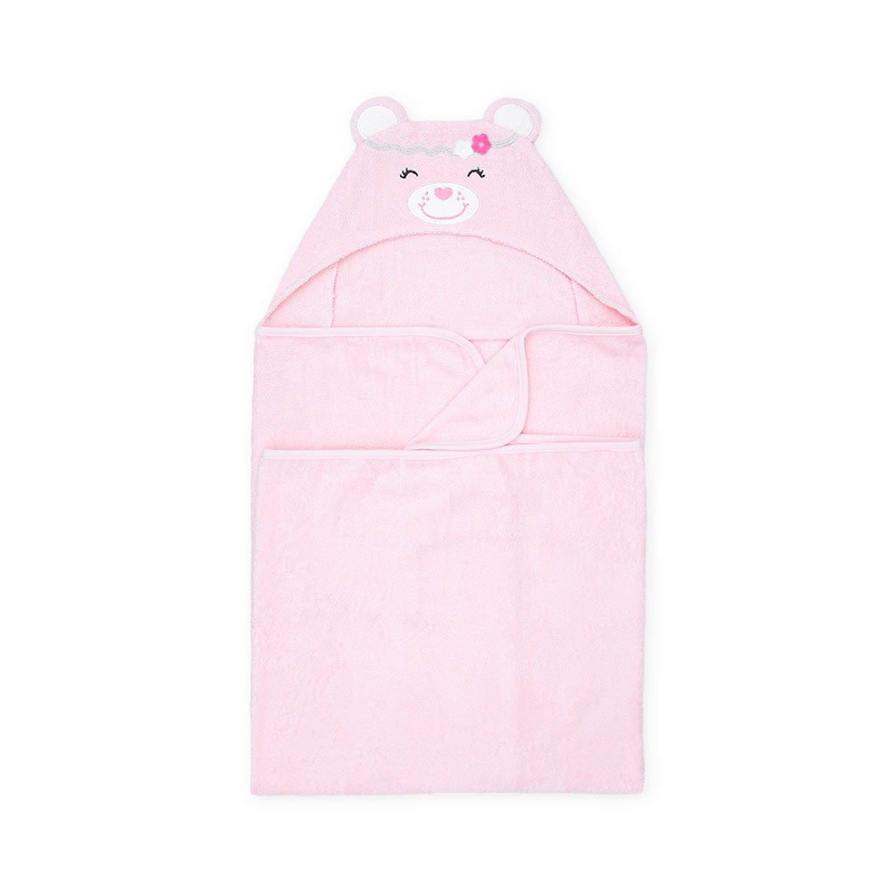 BATH TOWEL PINK BEAR HOODED GIRL