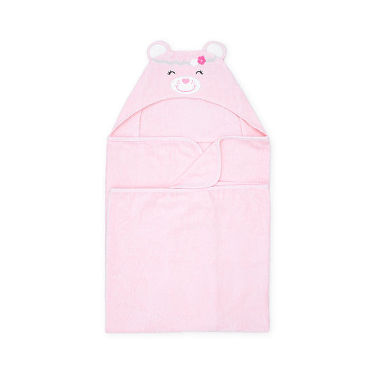 BATH TOWEL PINK BEAR HOODED GIRL