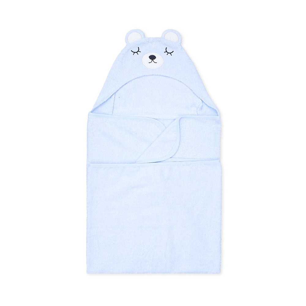 BATH TOWEL BLUE BEAR HOODED BOY